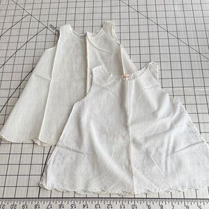 Pair Vintage Baby Dresses 1950s Handmade Philippines Embroidered Cotton Slips